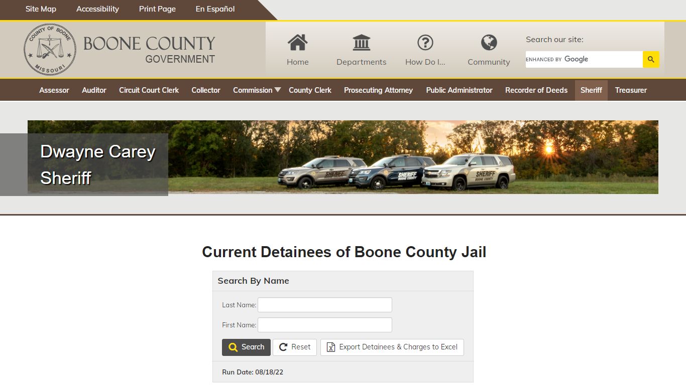 Current Detainees of Boone County Jail